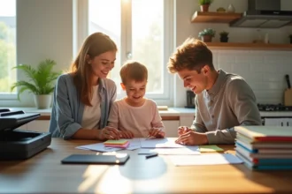 Tiroirs et classeurs remplis de documents familiaux en désordre