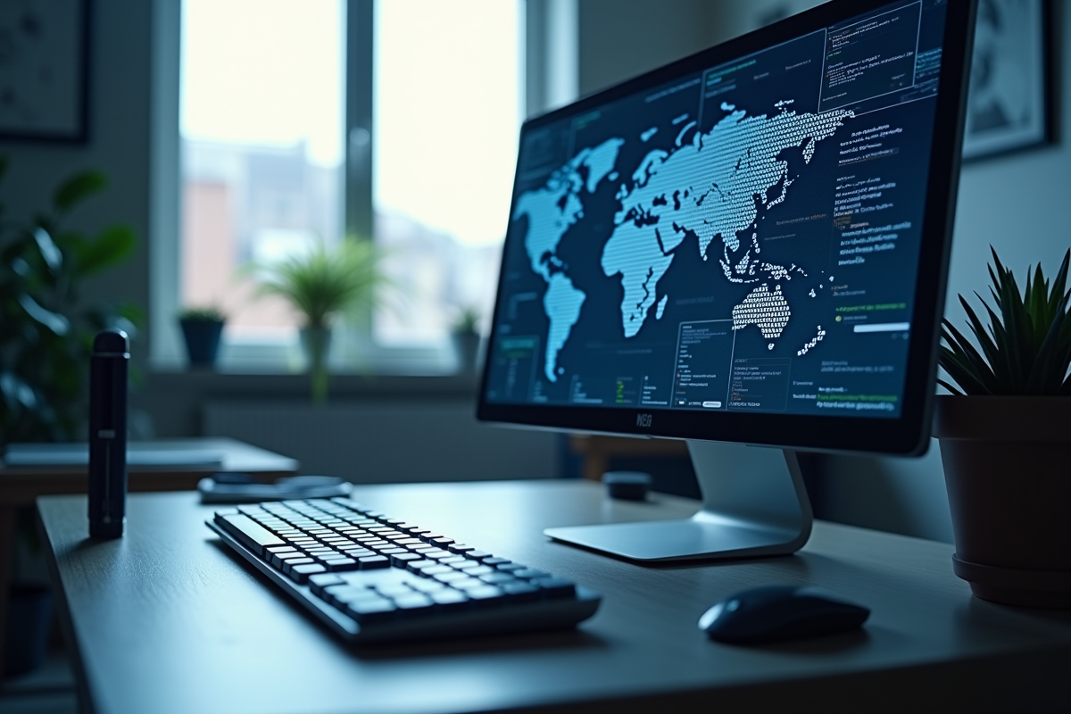 Clavier et moniteur avec code numérique en fond lumineux