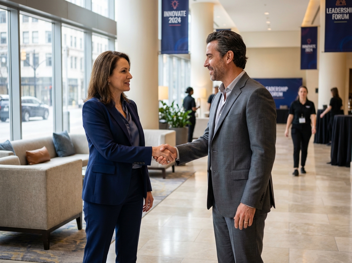 Femme en costume serrant la main d