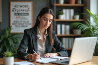 Jeune femme professionnelle prenant des notes au bureau