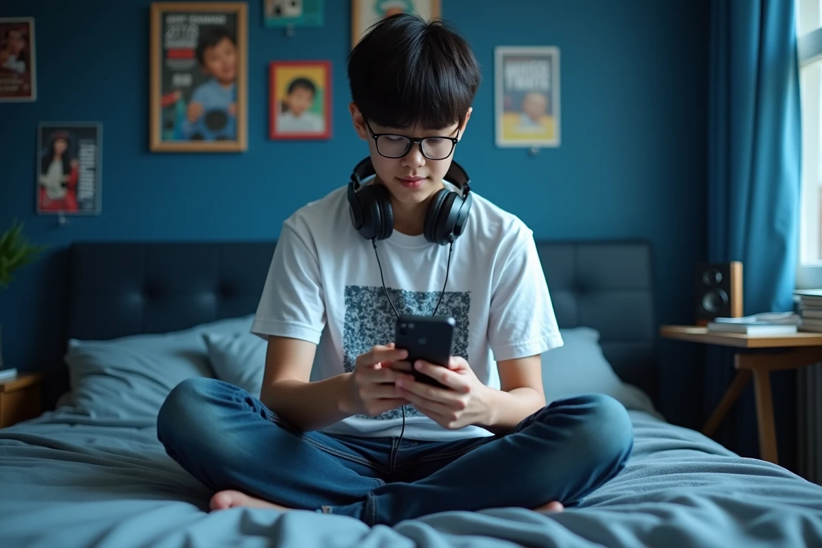 Adolescent sélectionnant un fichier M4R sur iPhone pour l'importer comme sonnerie personnalisée