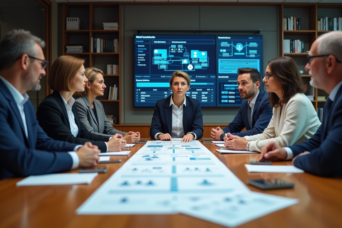 Groupe divers d experts IT discutant autour d une table de réunion